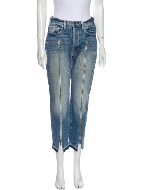 Frame High-Rise Straight Leg Jeans Blue