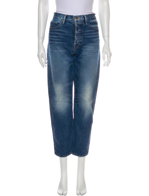 Frame High-Rise Straight Leg Jeans Blue