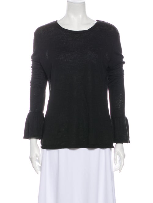 Frame Linen Crew Neck T-Shirt Black