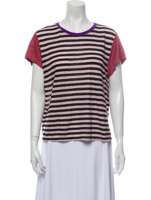 Frame Linen Striped T-Shirt Black
