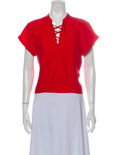 Frame Silk Tie Neck Blouse Red