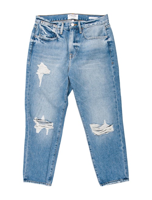 Frame High-Rise Straight Leg Jeans Blue