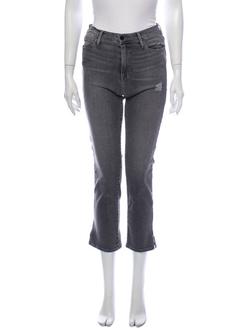 Frame Mid-Rise Straight Leg Jeans Grey