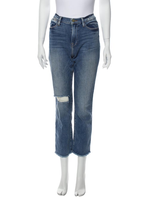 Frame Mid-Rise Straight Leg Jeans Blue