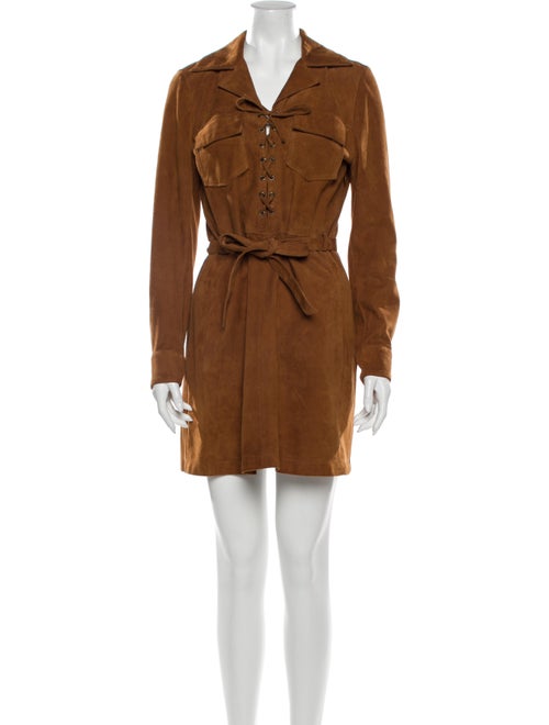 Frame Leather Mini Dress Brown