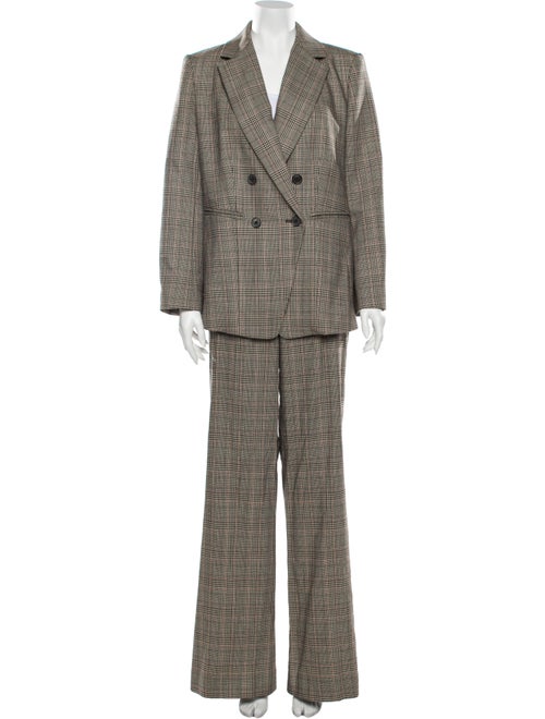 Frame Plaid Print Pant Set White