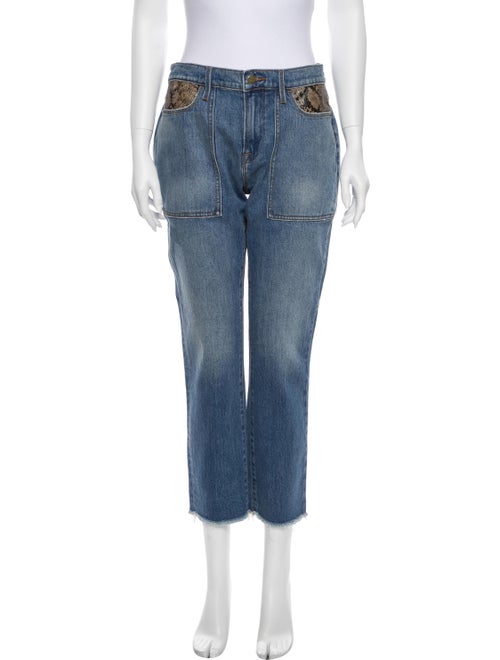 Frame Mid-Rise Straight Leg Jeans Blue
