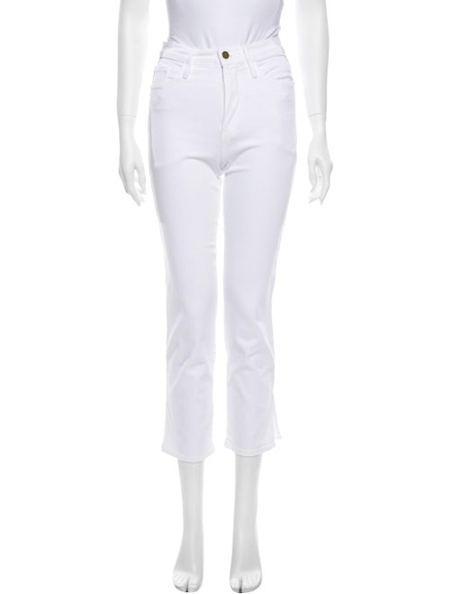 Frame Mid-Rise Straight Leg Jeans White