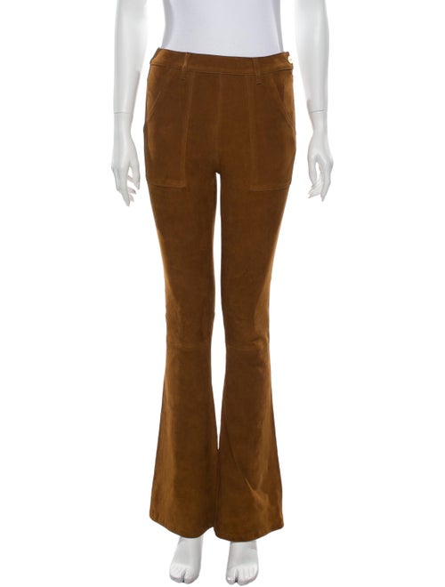 Frame Lamb Leather Flared Pants Brown