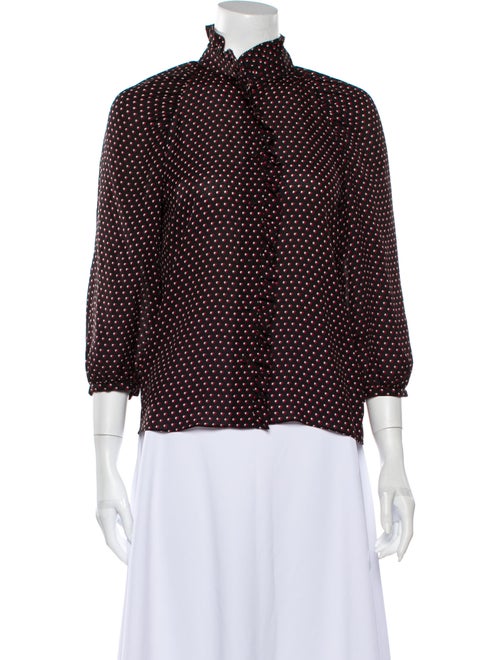 Frame Silk Polka Dot Print Button-Up Top Red