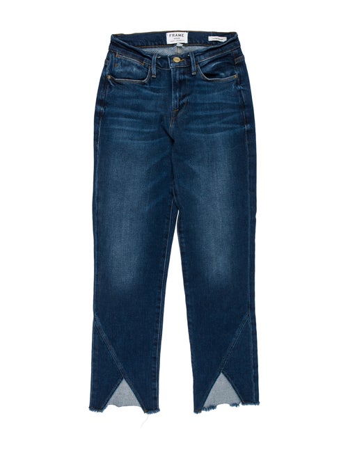 Frame Mid-Rise Straight Leg Jeans Blue
