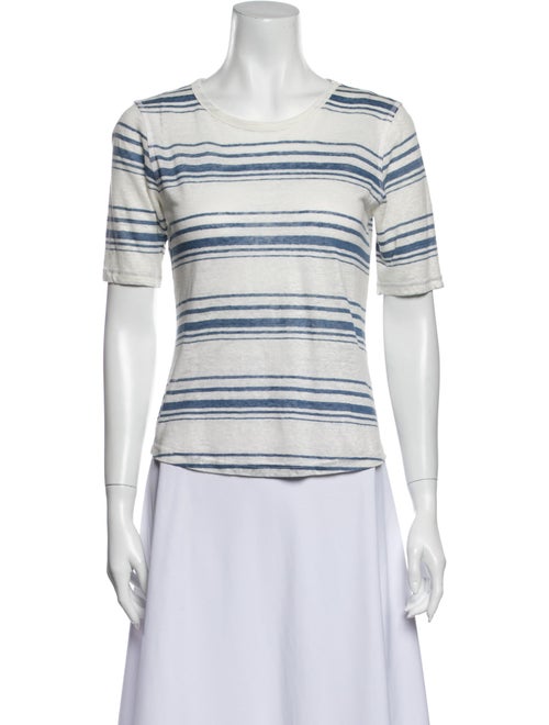 Frame Linen Striped T-Shirt Blue