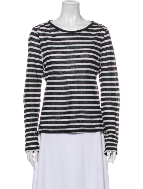 Frame Linen Striped T-Shirt Black