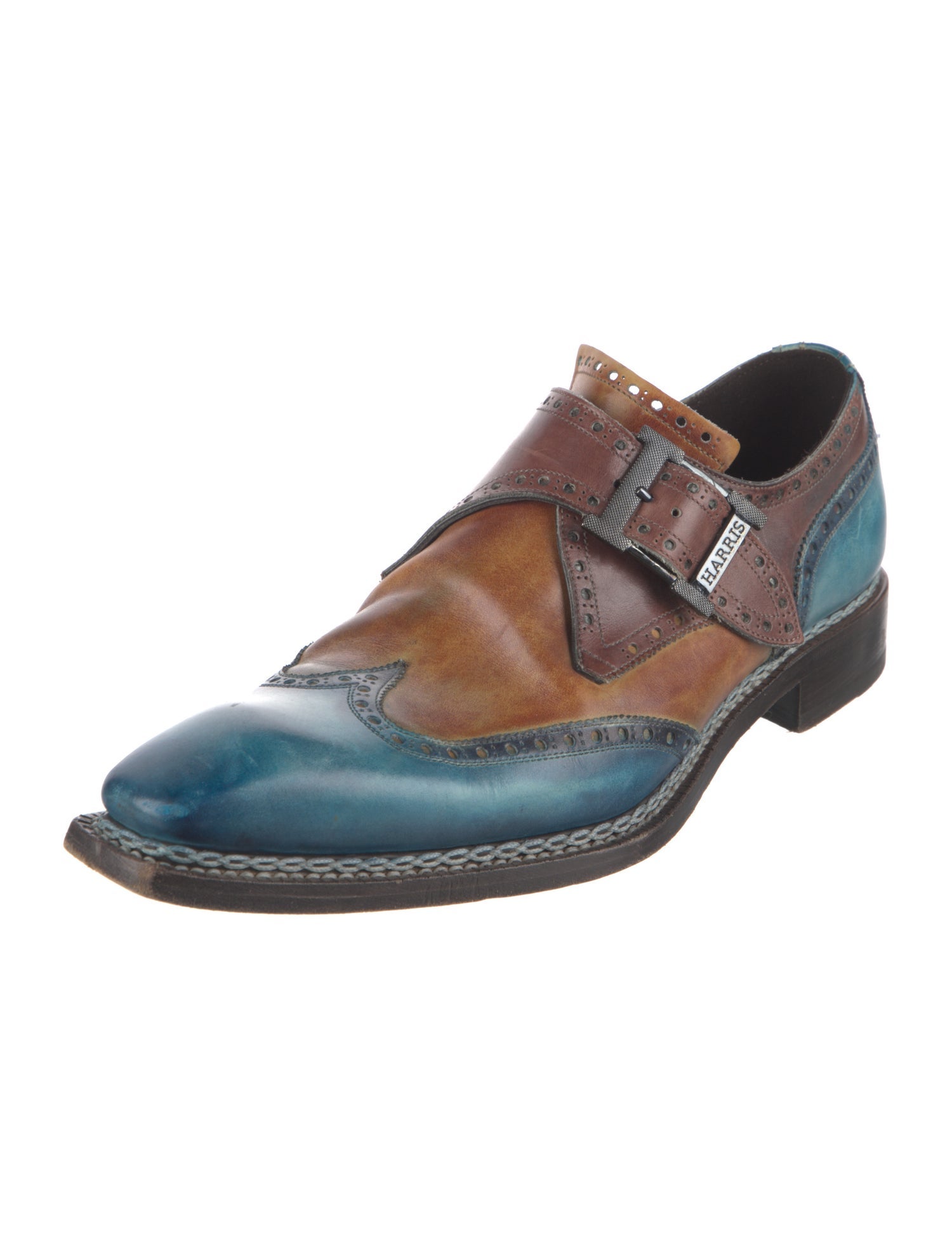 Forte Dei Marmi Couture Leather Colorblock Pattern Monk Straps