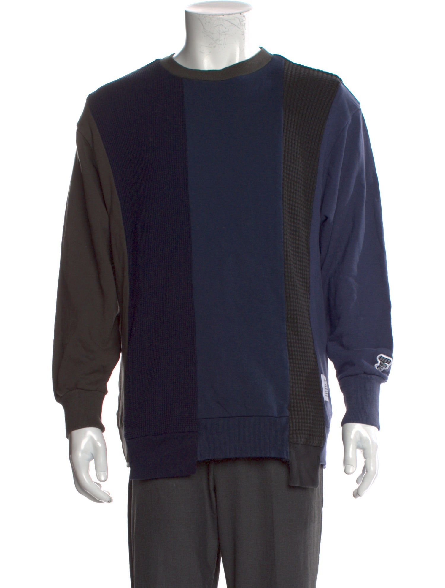 FDMTL Colorblock Pattern Crew Neck Pullover