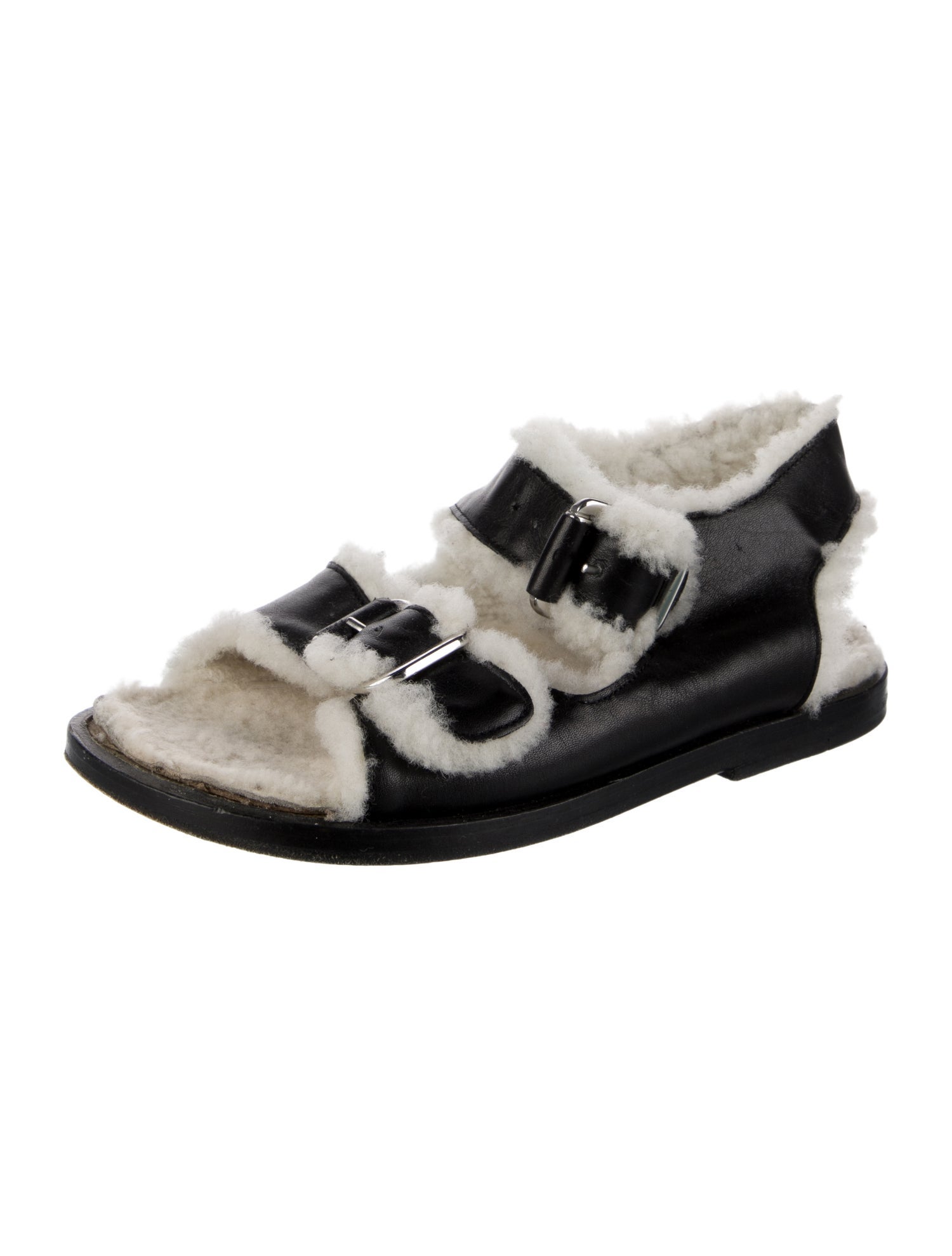 Fur Deluxe Leather Slingback Sandals