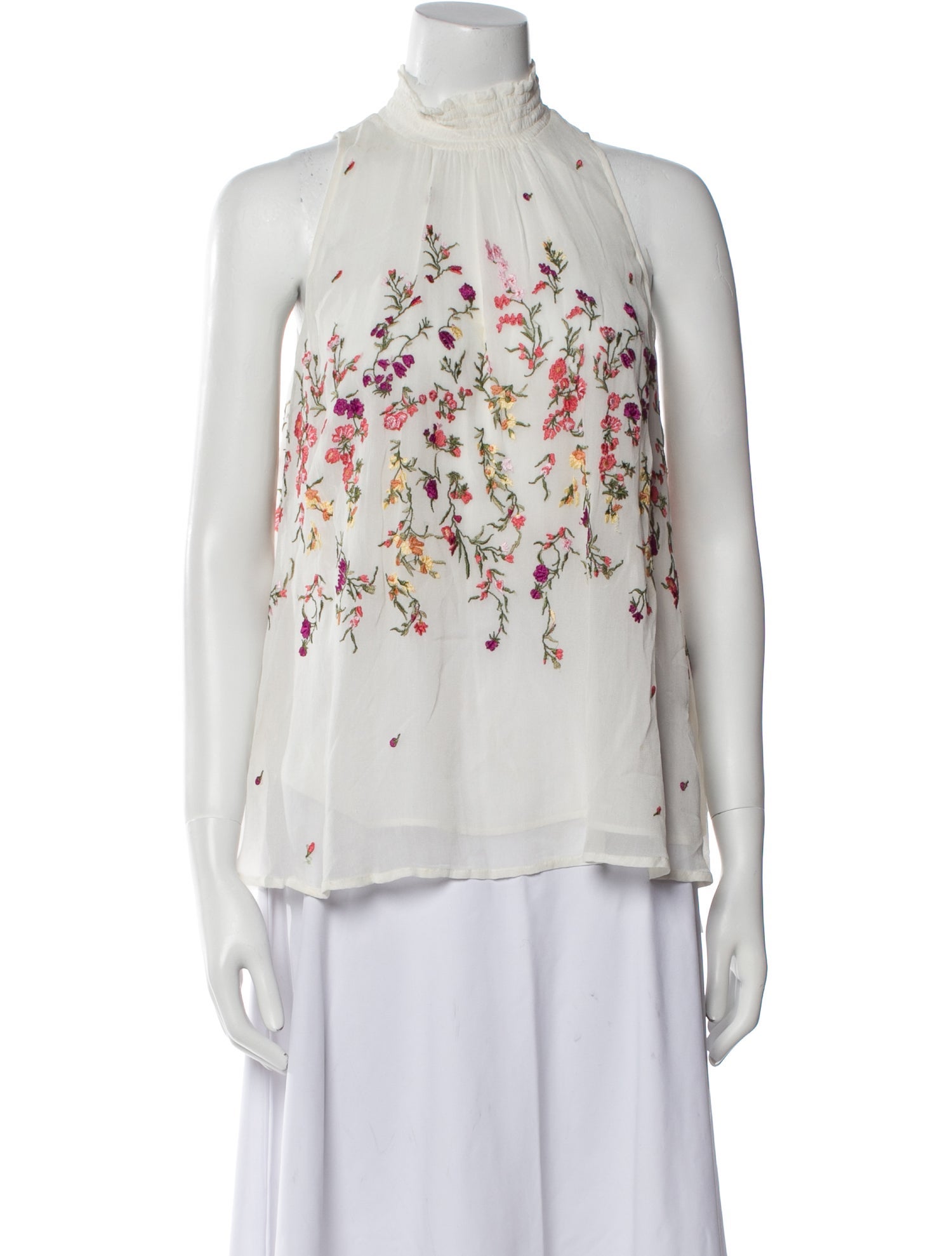 Flor et. al Floral Print Mock Neck Blouse