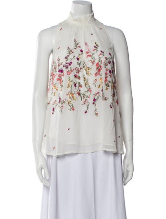 Flor et. al Floral Print Mock Neck Blouse