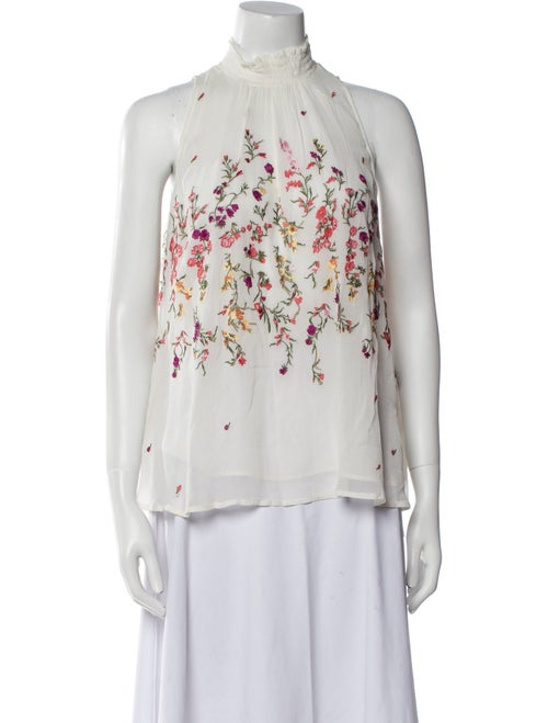 Flor et. al Floral Print Mock Neck Blouse