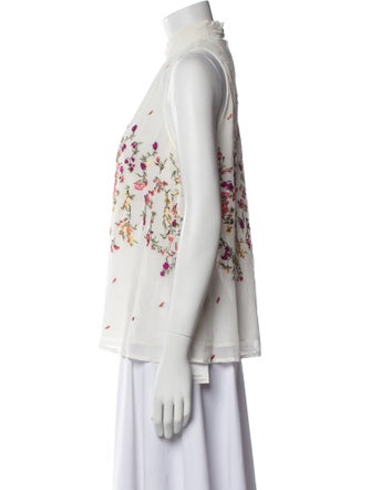 Flor et. al Floral Print Mock Neck Blouse