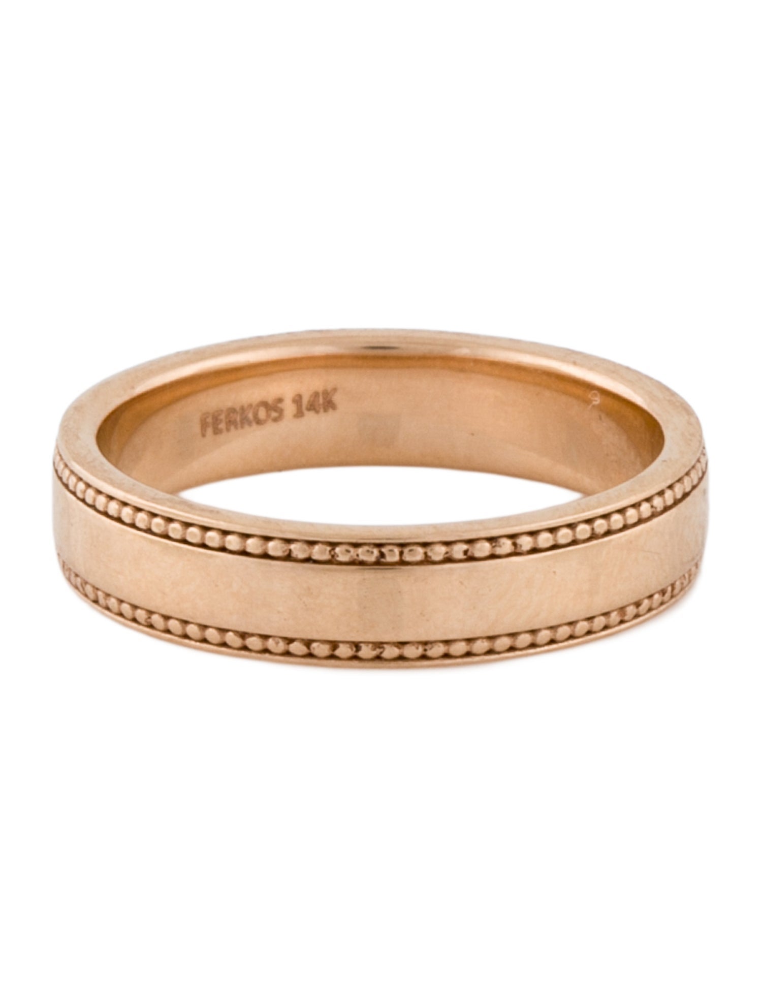 Ferko's 14K Flatt Milgrain Edge Band Ring