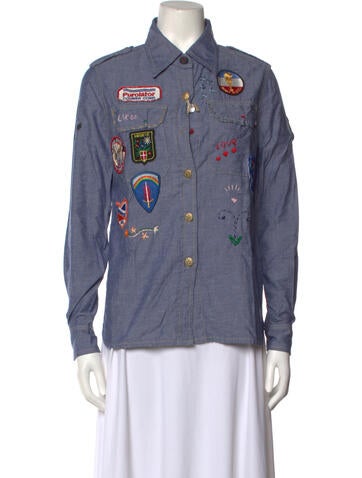 Femme by Michele Rossi Tops Graphic Print Long Sleeve Button-Up Top Us6, It42 | M