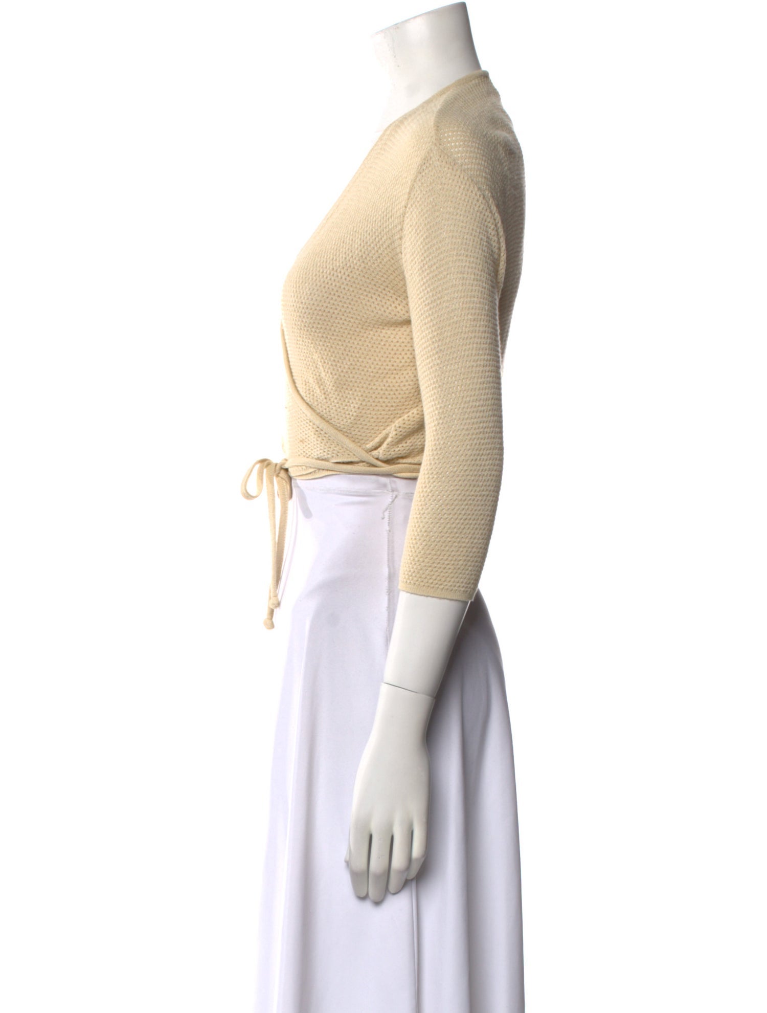 Fendissime Plunge Neckline Three-Quarter Sleeve Crop Top