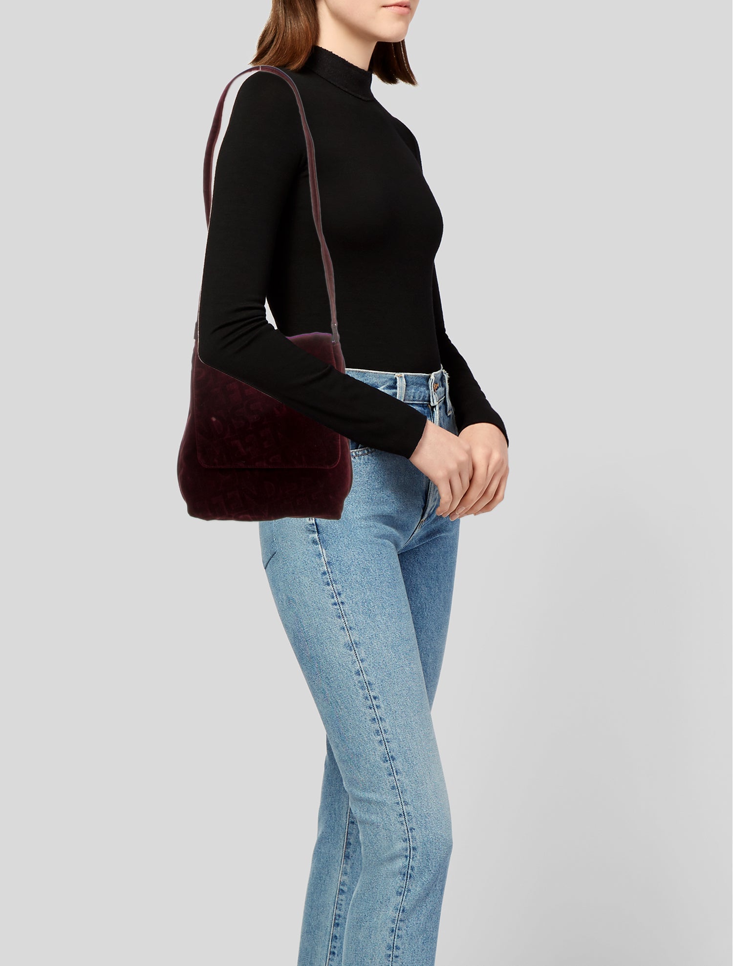 Fendissime Velvet Shoulder Bag