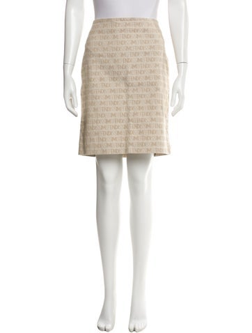 Pre-owned Fendissime Tweed Pattern Knee-length Skirt In Neutral
