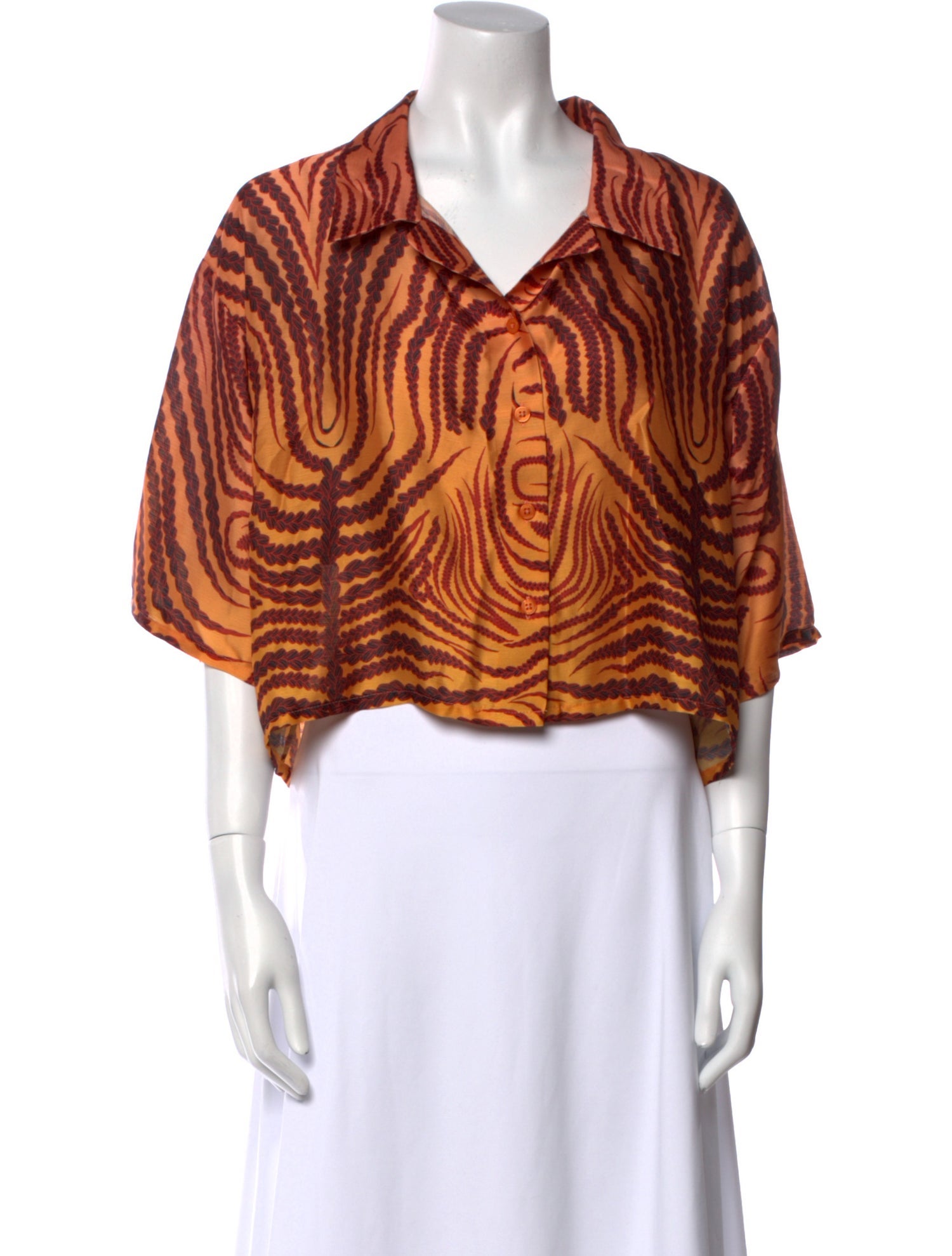 Fe Noel Printed V-Neck Crop Top w/ Tags