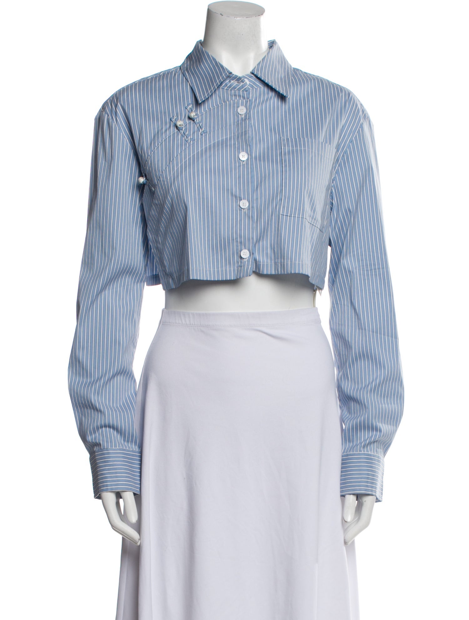 Feng Chen Wang Striped Long Sleeve Crop Top