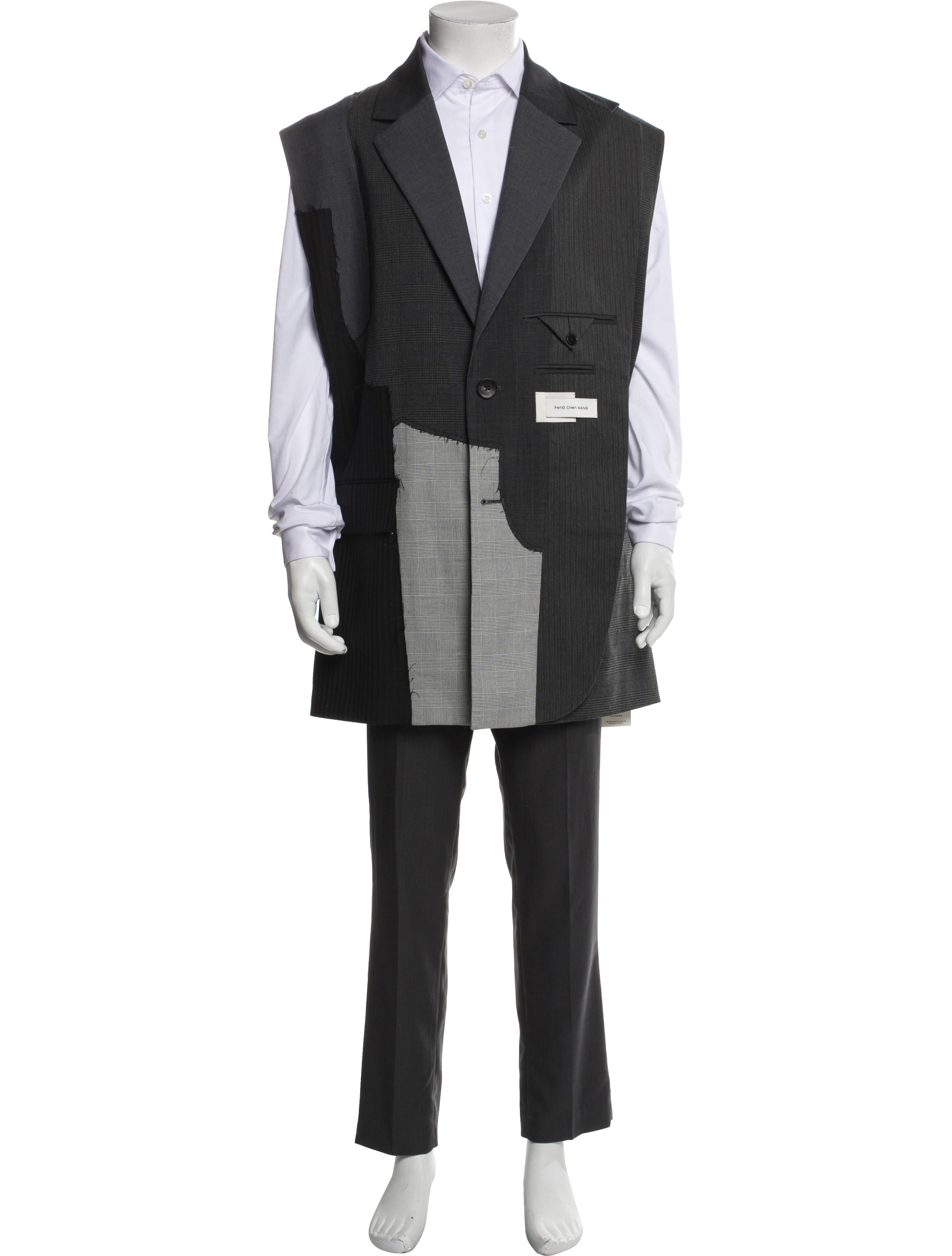 Feng Chen Wang Wool Plaid Print Trench Coat