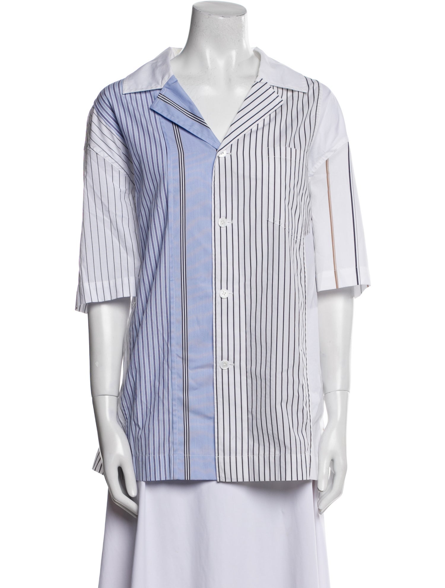 Feng Chen Wang Striped Short Sleeve Button-Up Top