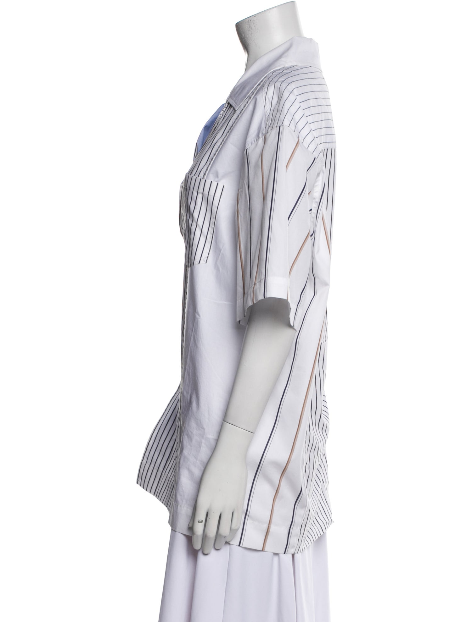 Feng Chen Wang Striped Short Sleeve Button-Up Top