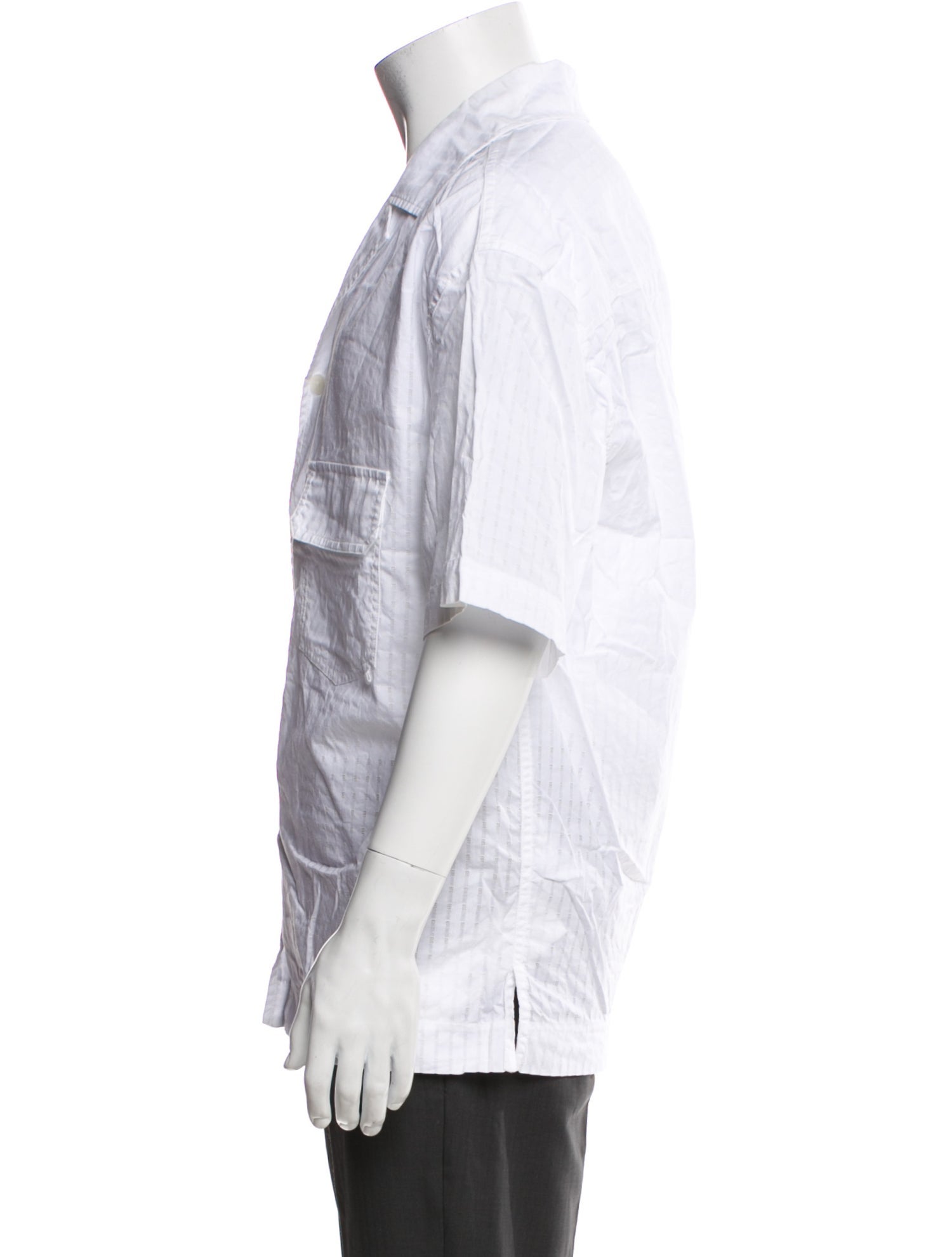 Feng Chen Wang Striped Short Sleeve Dress Shirt