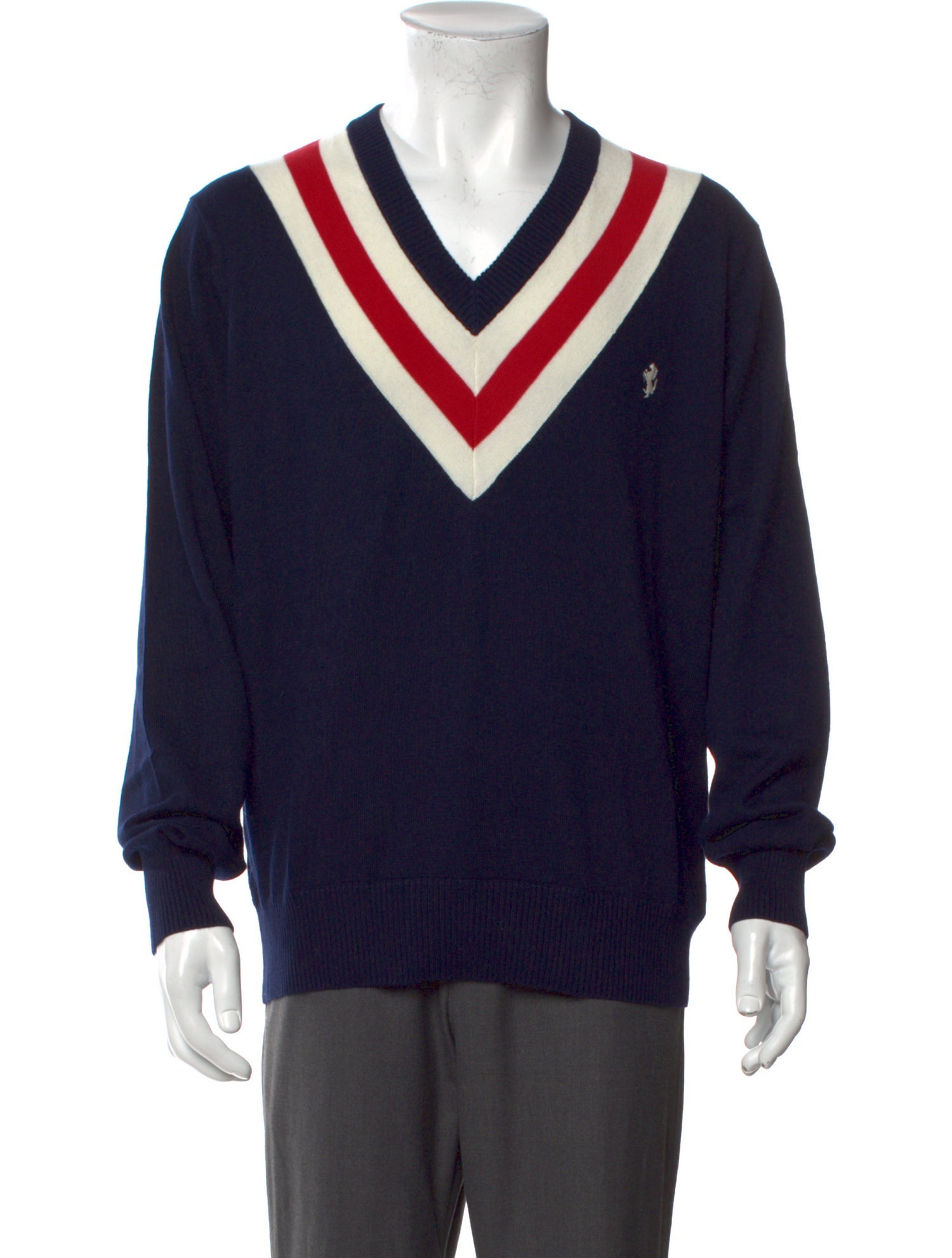 Ferrari Striped V-Neck Pullover w/ Tags