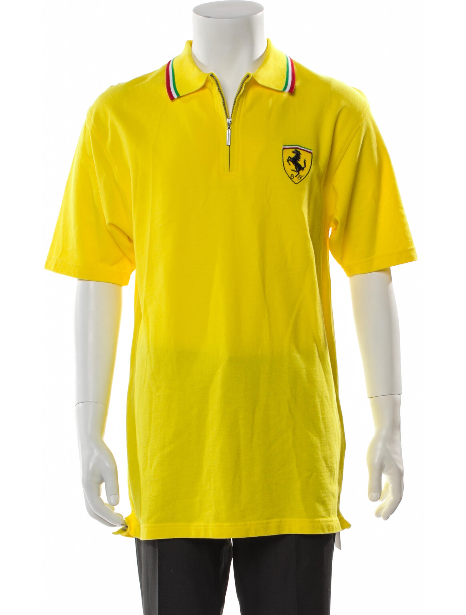 Ferrari Striped Crew Neck Polo Shirt