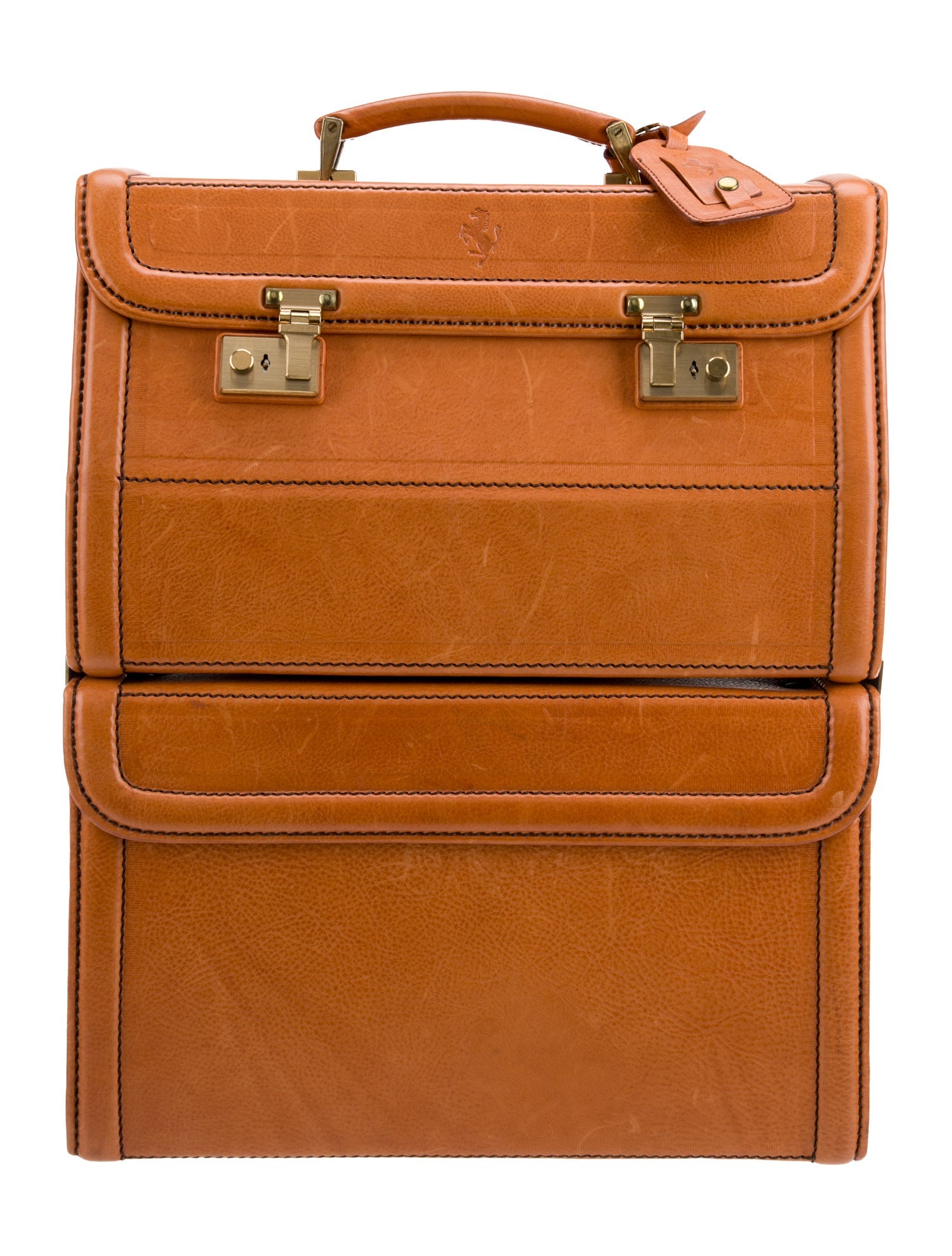 Ferrari Leather Carry On Luggage Bag