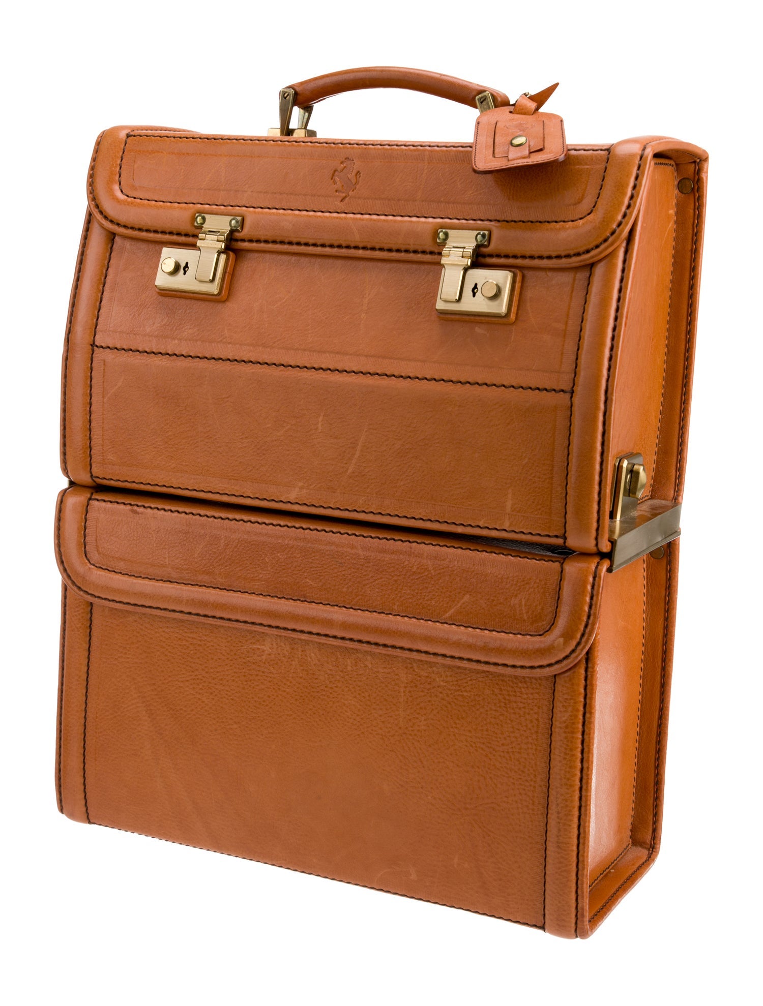 Ferrari Leather Carry On Luggage Bag