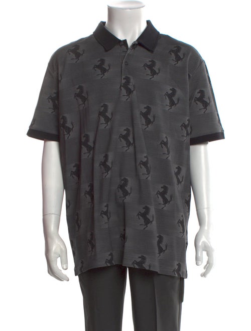 Ferrari Printed Collar Polo Shirt