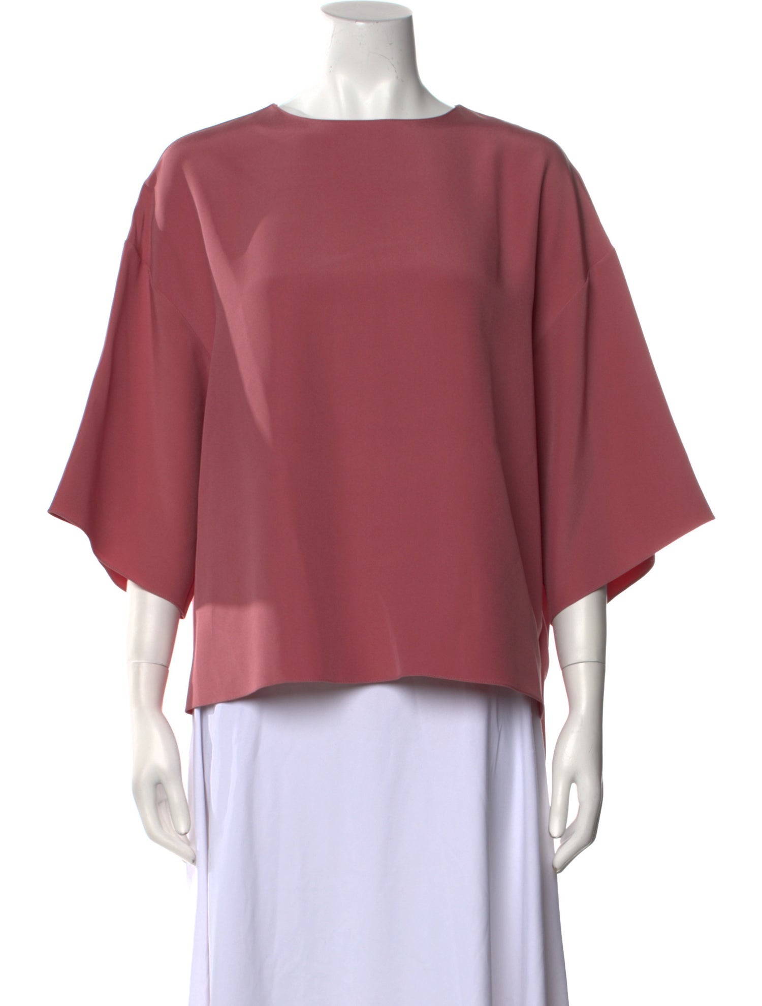 FFORME Bateau Neckline Three-Quarter Sleeve Blouse