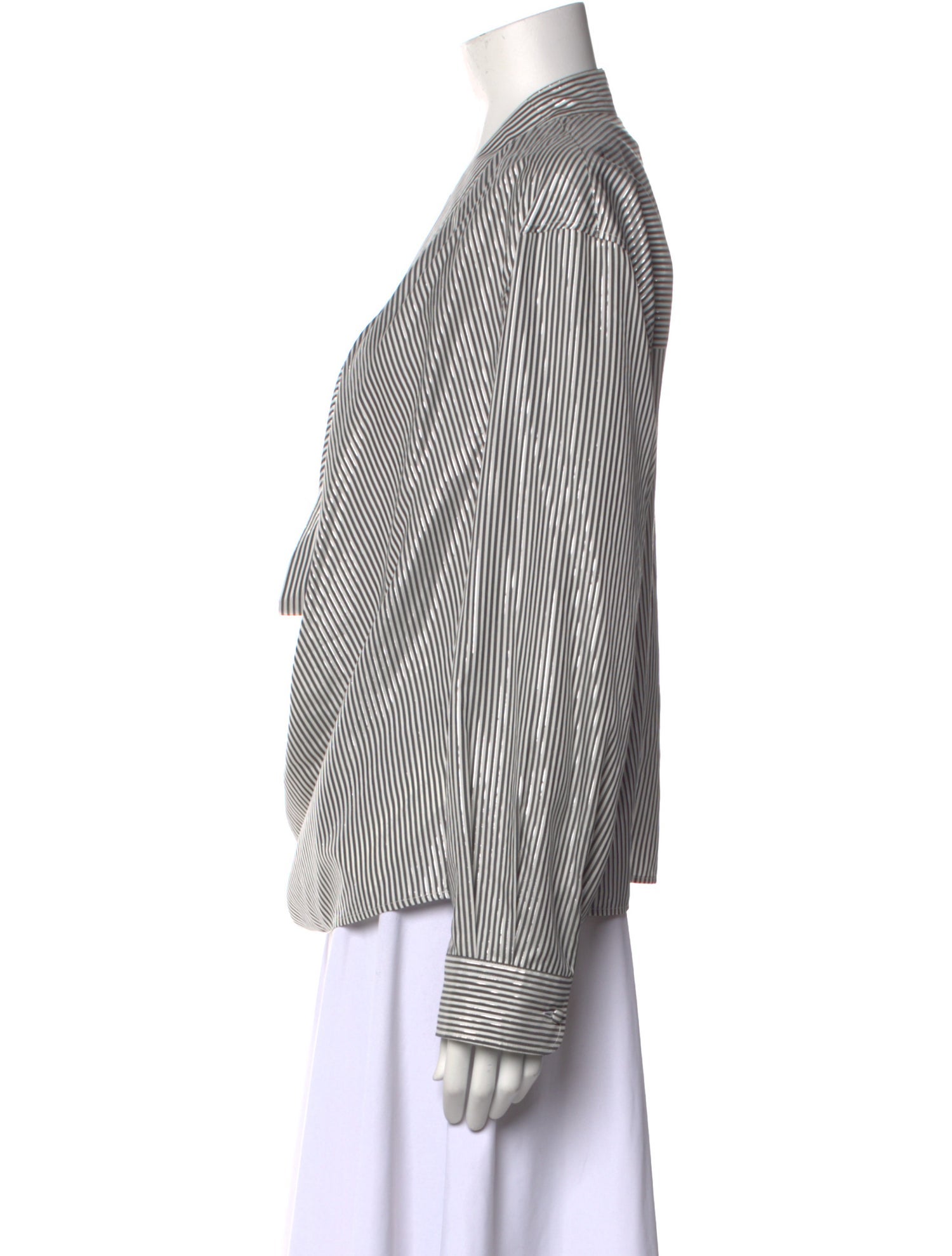 FFORME Striped V-Neck Blouse