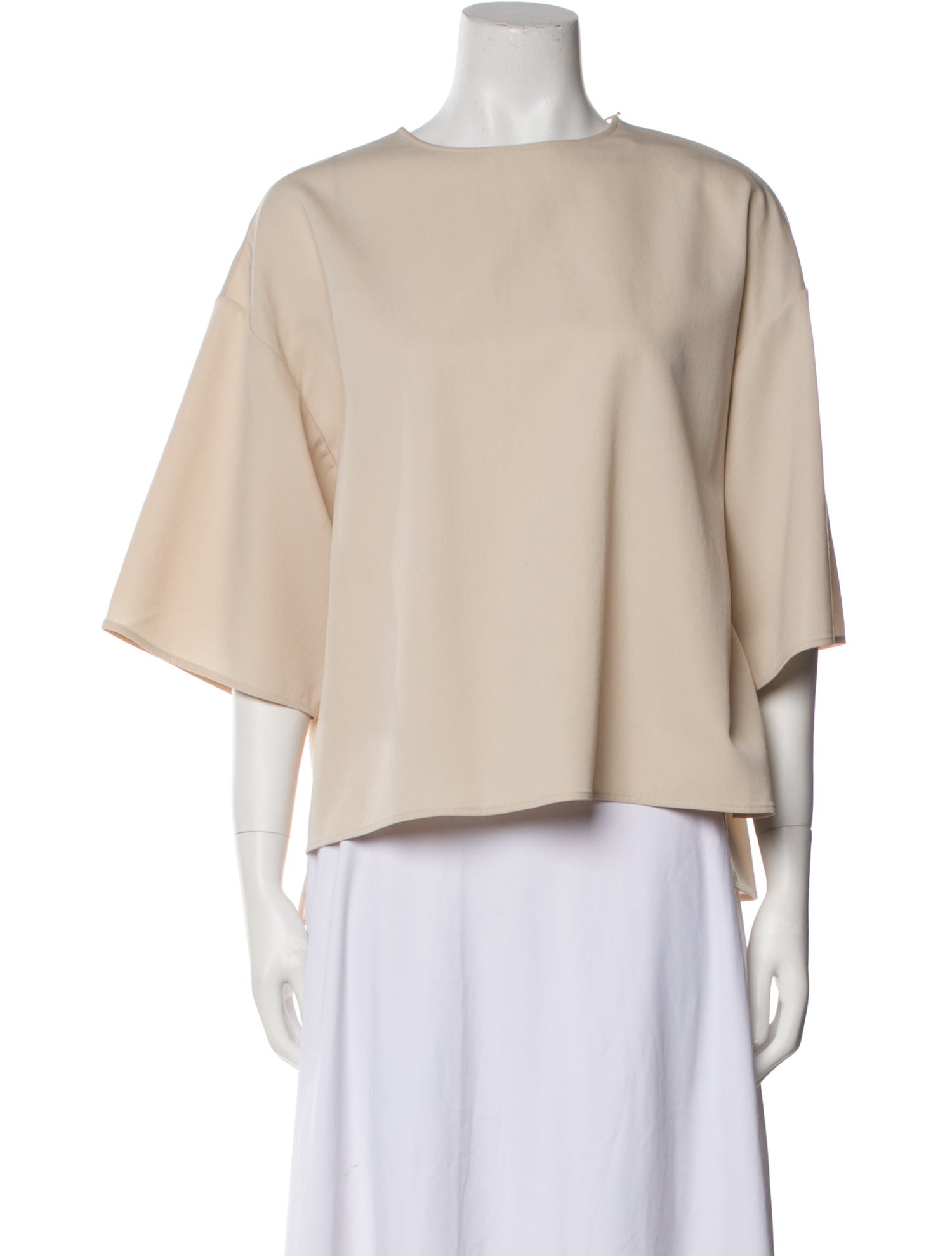 FFORME Bateau Neckline Three-Quarter Sleeve Blouse