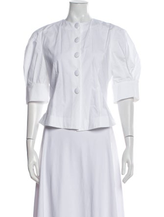 Destree Mock Neck Three-Quarter Sleeve Button-Up Top