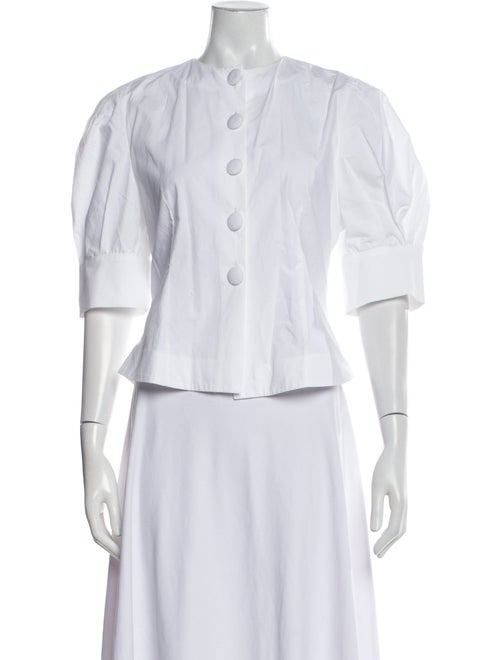 Destree Mock Neck Three-Quarter Sleeve Button-Up Top