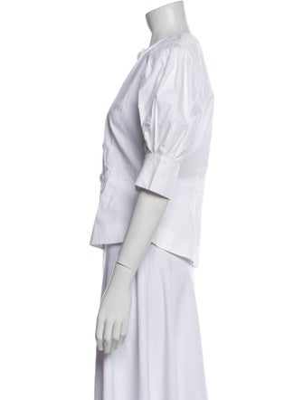 Destree Mock Neck Three-Quarter Sleeve Button-Up Top