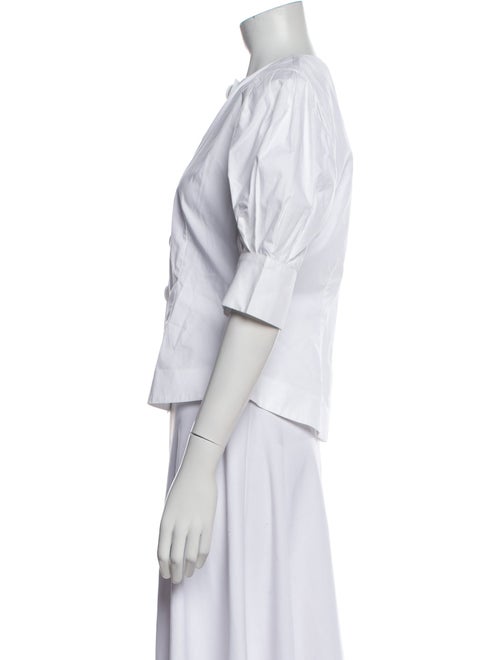 Destree Mock Neck Three-Quarter Sleeve Button-Up Top