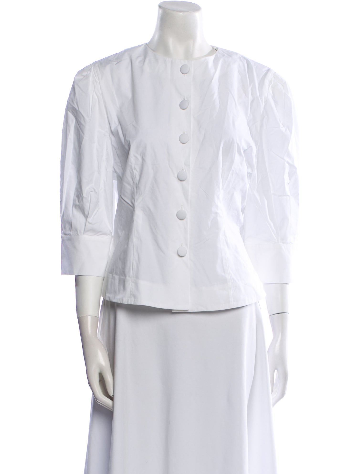 Destree Crew Neck Three-Quarter Sleeve Button-Up Top w/ Tags