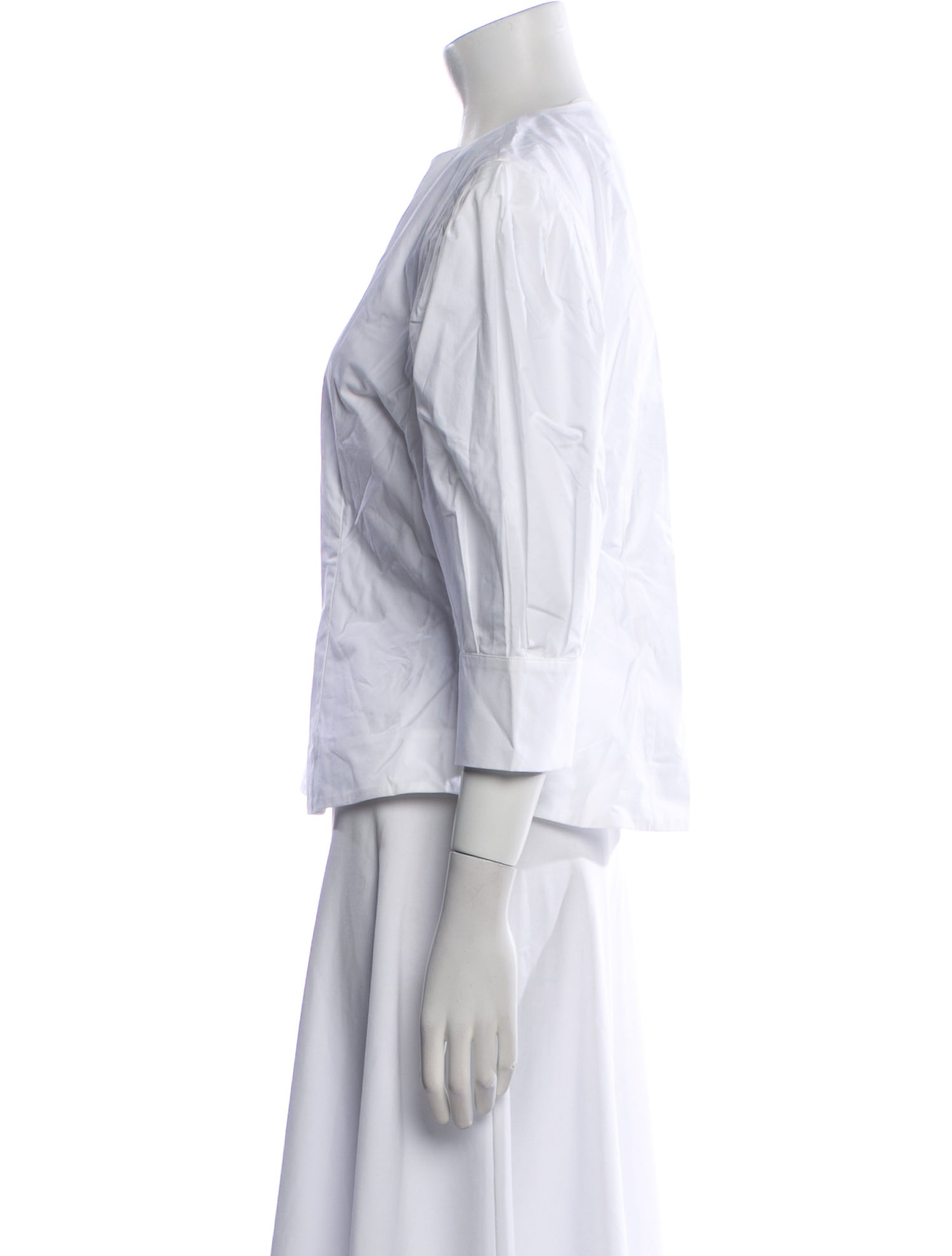 Destree Crew Neck Three-Quarter Sleeve Button-Up Top w/ Tags