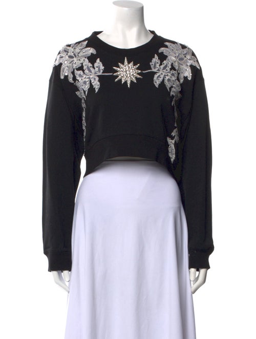 Francesco Scognamiglio Patterned Crew Neck Crop Top